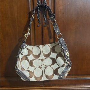 Brown and Tan Coach Y2K Shoulder Bag